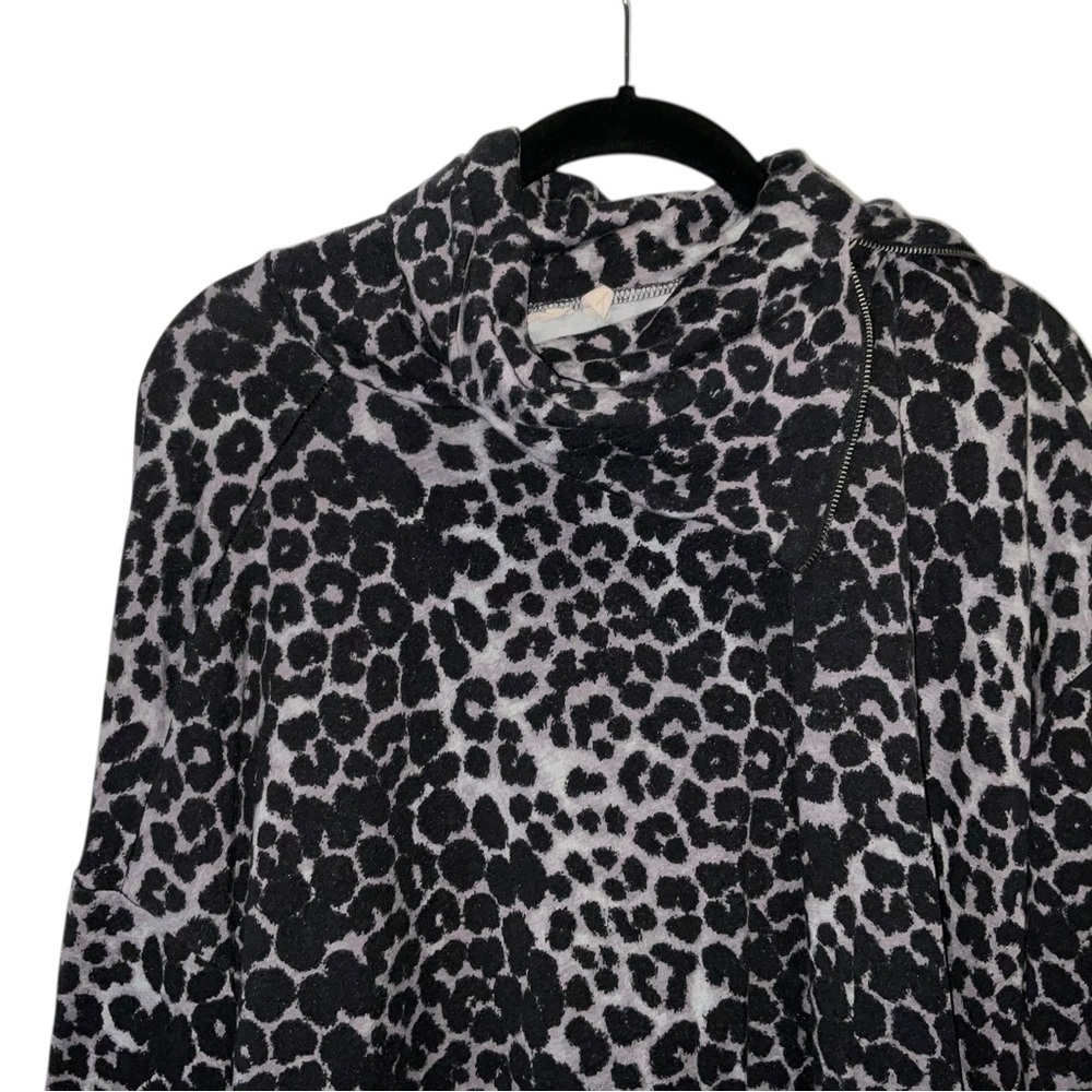 Soft Surroundings Zip Cowl Neck Sweater - Black and Gray Animal Print - Picture 6 of 11